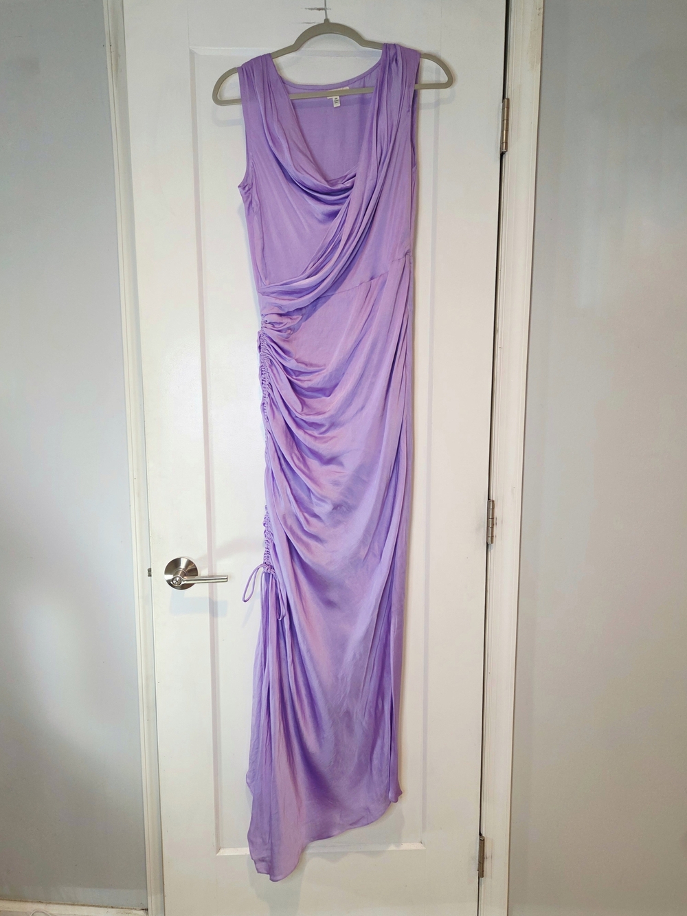 Aroka Lavender Draped Goddess Maxi Dress Ruched M